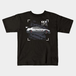 Godzilla GTR black white Kids T-Shirt